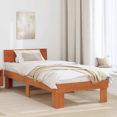 Bedframe met hoofdeinde Wasbruin 80 x 200 cm Massief grenenhout