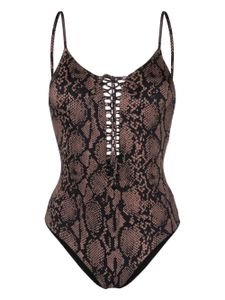 Fisico maillot de bain à imprimé peau de serpent - Marron