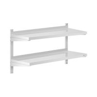 Wandrek van roestvrij staal - 2 planken - 40 x 100 cm