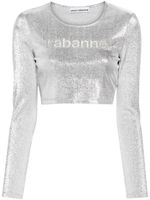 Rabanne t-shirt crop à logo en pierres - Argent - thumbnail