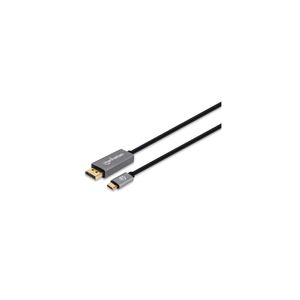 Manhattan 354851 DisplayPort-kabel DisplayPort / USB-C Aansluitkabel DisplayPort-stekker, USB-C stekker 3.00 m Grijs, Zwart Afgeschermd (drievoudig), Vergulde