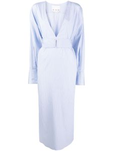 SA SU PHI robe-chemise ceinturée à rayures - Bleu