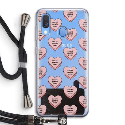Chicks before dicks: Samsung Galaxy A40 Transparant Hoesje met koord
