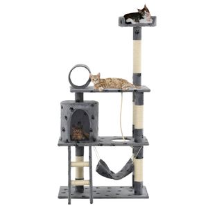 VidaXL Kattenkrabpaal met sisal krabpalen 140 cm pootafdrukken grijs
