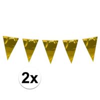 2x stuks glimmende vlaggenlijnen XL goud 10 meter