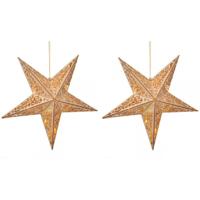 HI verlichte kerststerren - 2x stuks - hout - 40 cm - hangdecoraties - kerstdecoratie - kerstversier