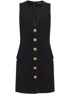 Balmain robe courte boutonnée à col v - Noir