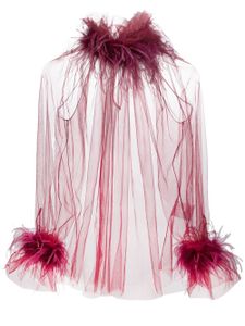 STYLAND haut en tulle à ornements de plumes - Rouge