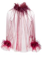 STYLAND haut en tulle à ornements de plumes - Rouge