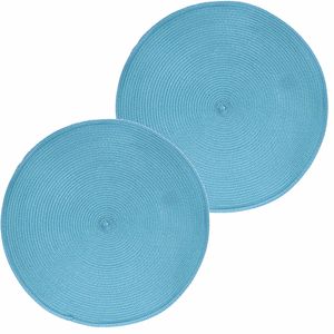 4x Ronde onderleggers/placemats voor borden turquoise 38 cm - Placemats