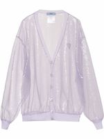 Prada cardigan en tulle à sequins - Violet