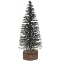 Mini decoratie kerstboompje - 25 cm - groen - voor kerstdorp of tafeldecoratie - kerstversiering