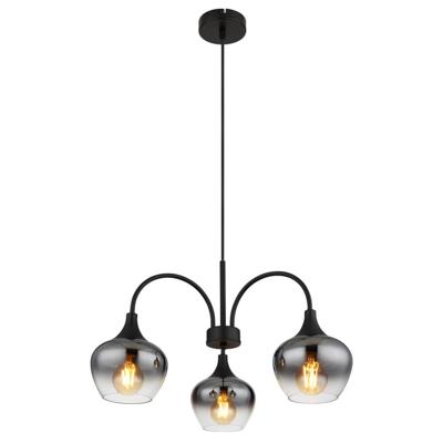 Globo 3-lichts hanglampMaxy zwart met smoke glas - 15548-3H1