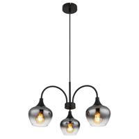 Globo 3-lichts hanglampMaxy zwart met smoke glas - 15548-3H1