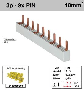 SEP Verdeelkam 3f pin 9 mod 18mm grijs P03009G00