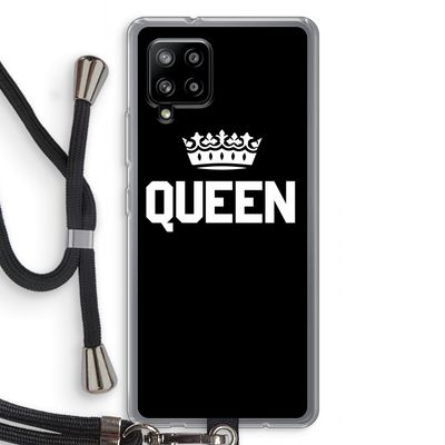 Queen zwart: Samsung Galaxy A42 5G Transparant Hoesje met koord