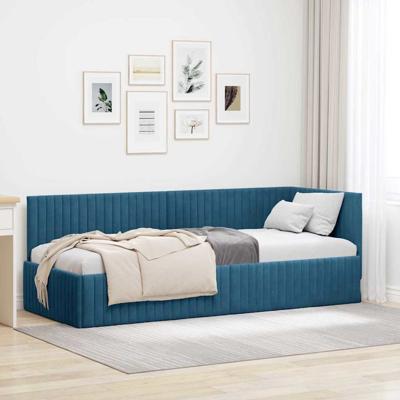 Hoekbedframe met hoofdeinde Blauw 80 x 200 cm Fluweel