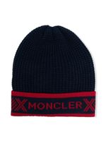 Moncler Enfant bonnet en maille - Bleu - thumbnail