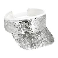 Verkleed zonneklep/sunvisor - voor volwassenen - Glitter zilver - Carnaval/festival