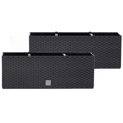 Set van 36x stuks kunststof Rato bloembak/plantenbak met irrigatiesysteem antraciet 51 x 19 x 18 cm