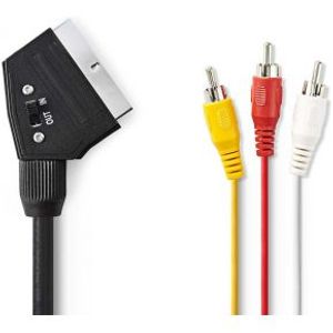 Schakelbare SCART-Kabel | SCART Male - 3x RCA Male | 1,0 m | Zwart