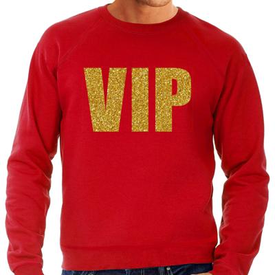 Verkleed glitter sweater voor heren - rood - VIP - glitter goud - foute party