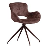 WOOOD Draaibare Eetkamerstoel 'Eliva' Structure Velvet, kleur Paars