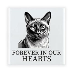 Herdenking cadeau tegel kattenliefhebber - Siamees kat/poes - zwart/wit - keramiek - 15 cm
