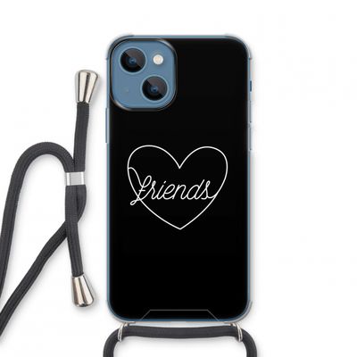 Friends heart black: iPhone 13 mini Transparant Hoesje met koord