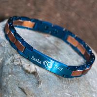 Imperium Blue - Blauw Houten Armband met Gravure