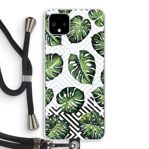 Geometrische jungle: Pixel 4 XL Transparant Hoesje met koord