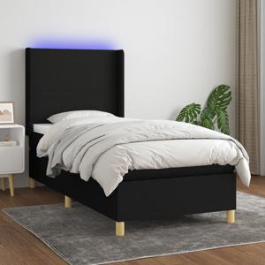 Boxspring met matras en LED stof zwart 100x200 cm SKU: V3138695