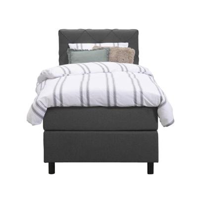 Leen Bakker - Boxspring Liv Geruit - Antraciet - 90x200 Cm - Ronde Poot - Stof - Grijs