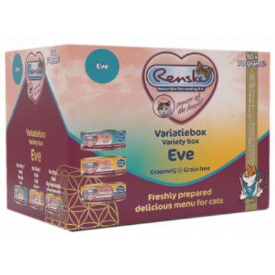 Renske Variatiebox Eve Graanvrij paté vers bereid natvoer kat (blik) 1 tray (30 x 70 g)