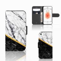 Apple iPhone 5 | 5s | SE | Bookcase | Marmer Wit Zwart - Origineel Cadeau Man