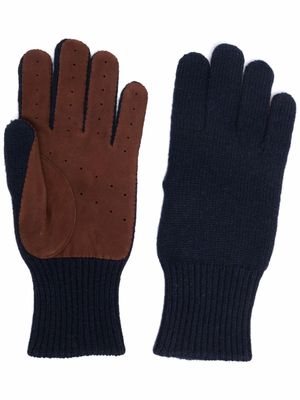 Brunello Cucinelli gants en cachemire à détails de perforations - Bleu