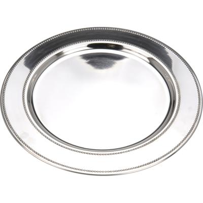 Kerstdiner onderbord - 6x stuks - zilver - RVS - D33 cm - rond