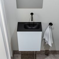 Zaro Polly toiletmeubel 40cm clay met zwarte wastafel zonder kraangat rechts - thumbnail