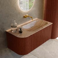 Badmeubel Mondiaz Kurve-Dlux | 95 cm | Meubelkleur Ruby | Wastafelkleur Arena | Solid surface | Wasbak rechter zijde spoelbak | Zonder kraangat(en) Badmeubel Mondiaz Kurve-Dlux | 95 cm | Meubelkleur Ruby | Wastafelkleur Arena | Solid surface | Wasbak rechter zijde spoelbak | Zonder kraangat(en)