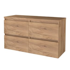 Badmeubelset BWS Salt 120x46cm Greeploos 4 Lades Met Afdekplaat Whisky Oak