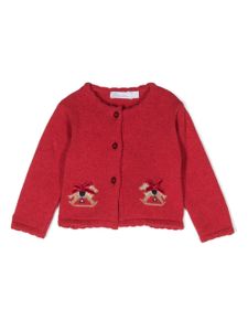 Patachou cardigan en maille intarsia à détail de nœud - Rouge