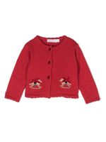 Patachou cardigan en maille intarsia à détail de nœud - Rouge - thumbnail