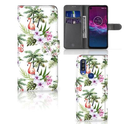 Motorola One Action | Telefoonhoesje | Met pasjeshouder | Flamingo Palms