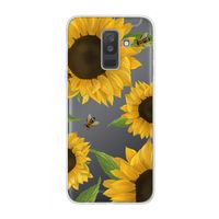 Sunflower and bees: Samsung Galaxy A6 Plus (2018) Transparant Hoesje