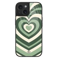 iPhone 15 glazen hardcase - Hart swirl groen