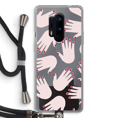 Hands pink: OnePlus 8 Pro Transparant Hoesje met koord