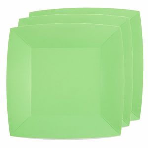 20x Stuks feest diner bordjes papier/karton vierkant - mint groen - 23cm