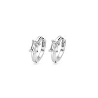 Gerhodineerde 925 Zilveren Klapoorringen met Zirkonia - Stralende Elegantie en Tijdloze Stijl