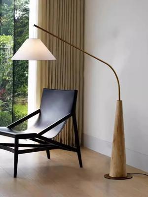 LumiArc - Luxe Houten Boogvloerlamp met Stoffen Kap