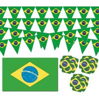 Feestartikelen Brazilie versiering - pakket - Braziliaanse feestversiering - 3 artikel soorten